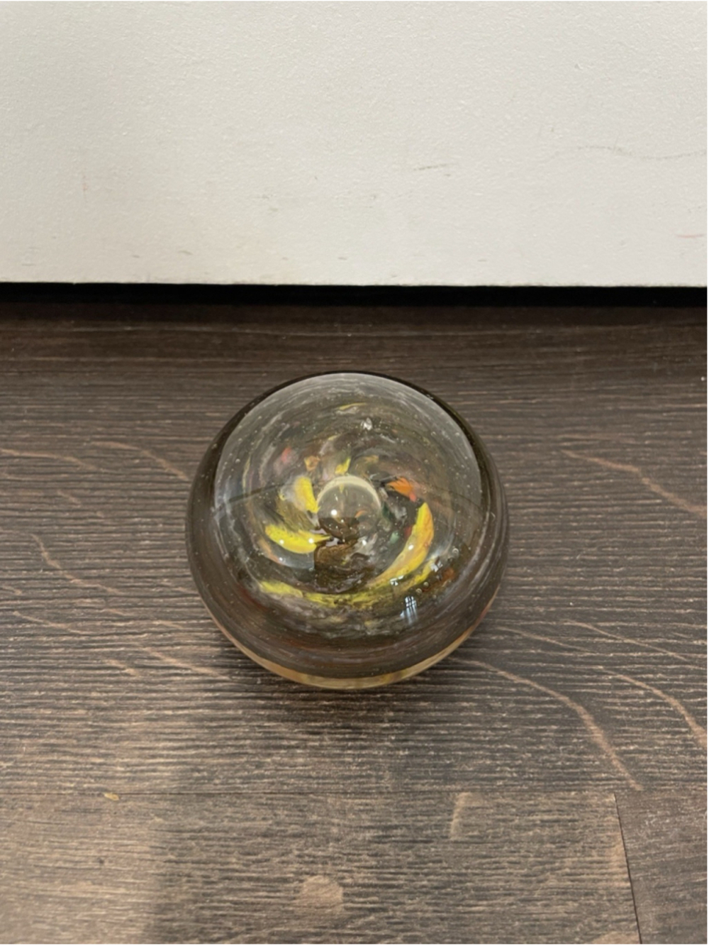 Multicolor Hand Blown Art Glass Paperweight Vintage Swirl